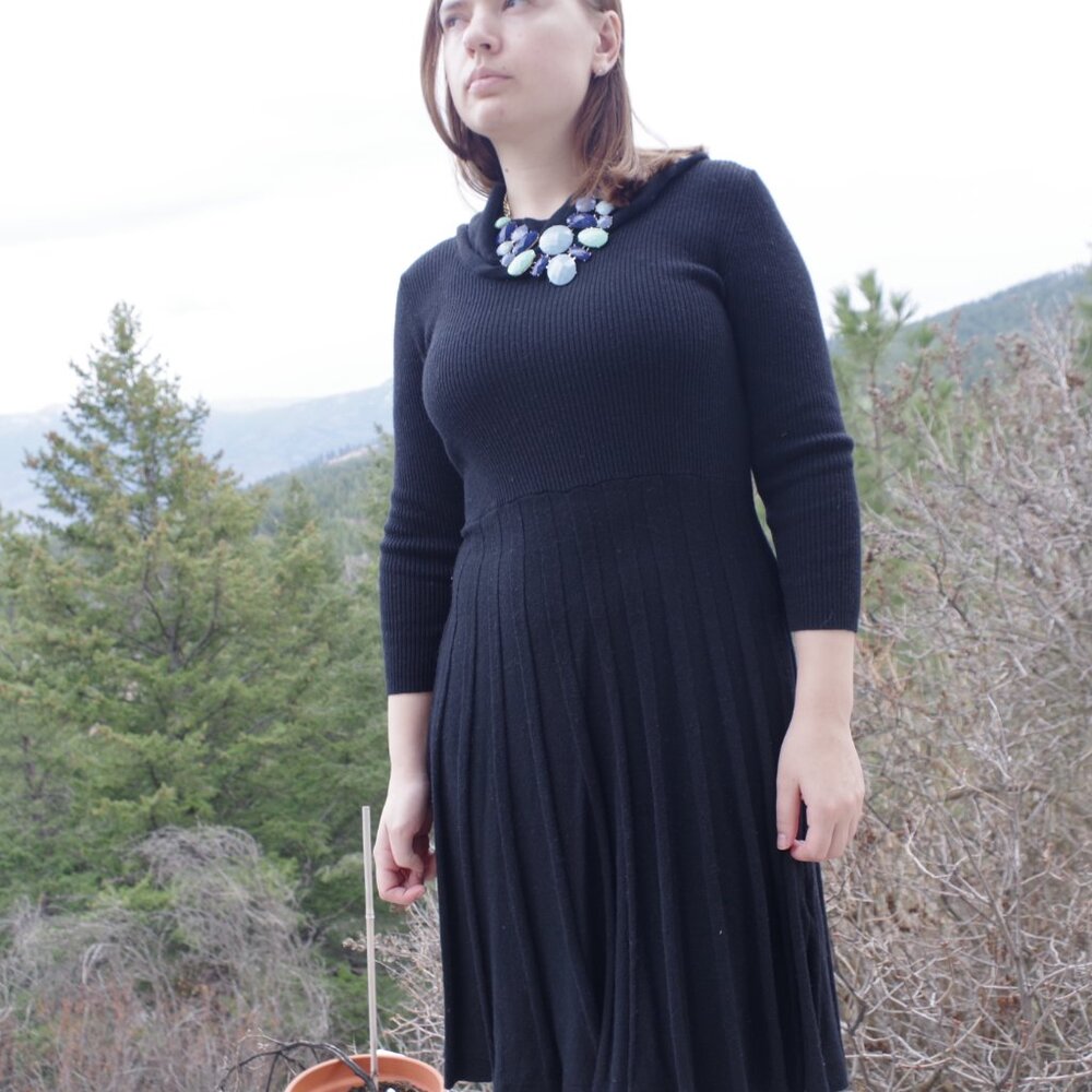 Ladies Black Wool Style Dress By Alison Sheri